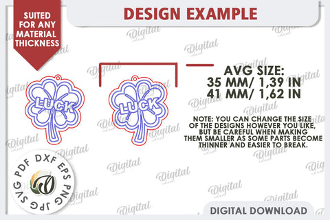 St Patricks Day Earrings Laser Cut. Lucky Charm SVG SVG Evgenyia Guschina 