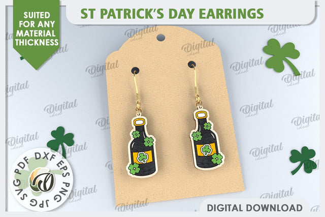 St Patricks Day Earrings Laser Cut. Lucky Charm SVG SVG Evgenyia Guschina 