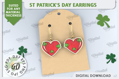 St Patricks Day Earrings Laser Cut. Lucky Charm SVG SVG Evgenyia Guschina 