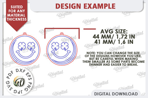 St Patricks Day Earrings Laser Cut. Lucky Charm SVG SVG Evgenyia Guschina 