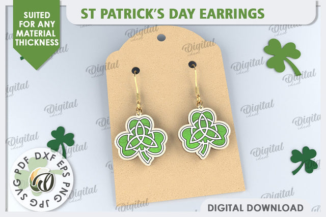 St Patricks Day Earrings Laser Cut. Lucky Charm SVG SVG Evgenyia Guschina 