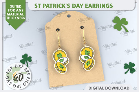 St Patricks Day Earrings Laser Cut. Lucky Charm SVG SVG Evgenyia Guschina 