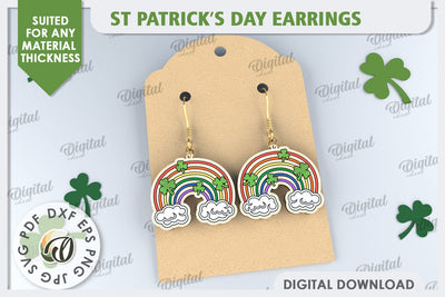 St Patricks Day Earrings Laser Cut. Lucky Charm SVG SVG Evgenyia Guschina 