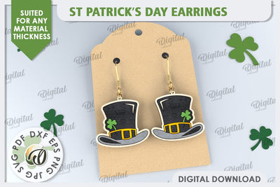 St Patricks Day Earrings Laser Cut. Lucky Charm SVG SVG Evgenyia Guschina 