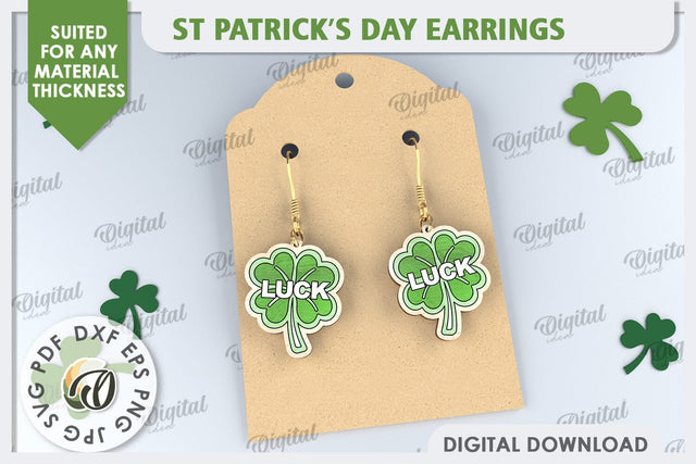 St Patricks Day Earrings Laser Cut. Lucky Charm SVG SVG Evgenyia Guschina 