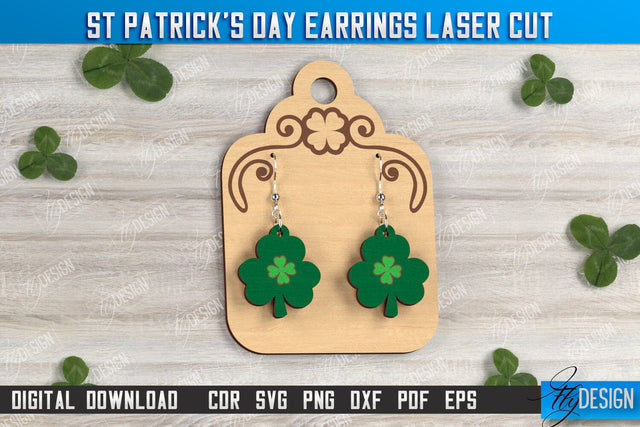 St Patrick's Day Earrings | Shamrock | St Patrick's Signs | Accessories | CNC File SVG Fly Design 