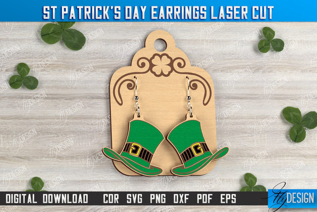 St Patrick's Day Earrings | Shamrock | St Patrick's Signs | Accessories | CNC File SVG Fly Design 