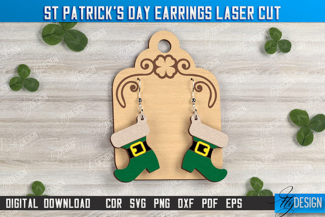 St Patrick's Day Earrings | Shamrock | St Patrick's Signs | Accessories | CNC File SVG Fly Design 