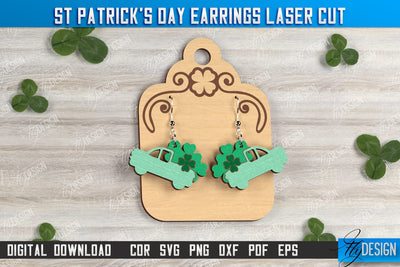 St Patrick's Day Earrings | Shamrock | St Patrick's Signs | Accessories | CNC File SVG Fly Design 