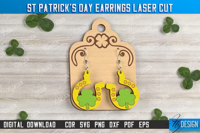 St Patrick's Day Earrings | Shamrock | St Patrick's Signs | Accessories | CNC File SVG Fly Design 