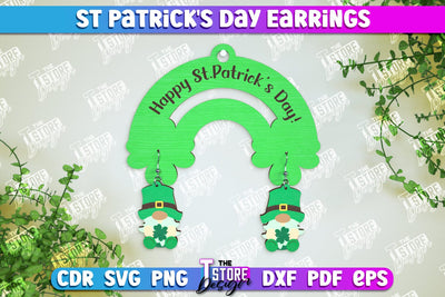 St Patrick's Day Earrings | Shamrock | St Patrick's Signs | Accessories | CNC File SVG The T Store Design 