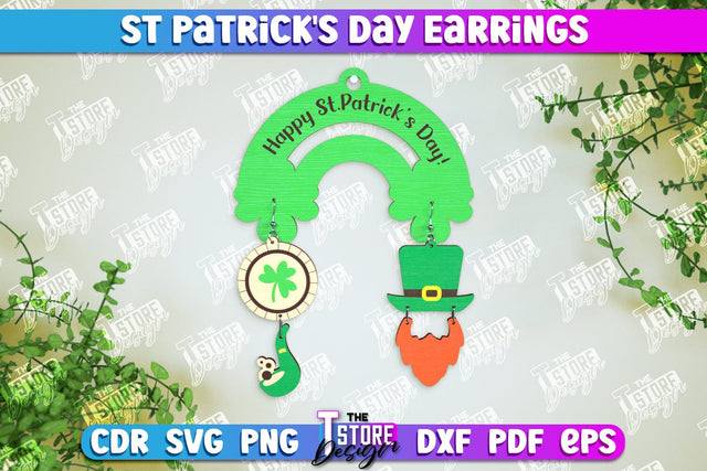 St Patrick's Day Earrings | Shamrock | St Patrick's Signs | Accessories | CNC File SVG The T Store Design 
