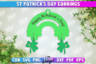 St Patrick's Day Earrings | Shamrock | St Patrick's Signs | Accessories | CNC File SVG The T Store Design 