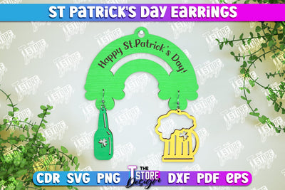 St Patrick's Day Earrings | Shamrock | St Patrick's Signs | Accessories | CNC File SVG The T Store Design 