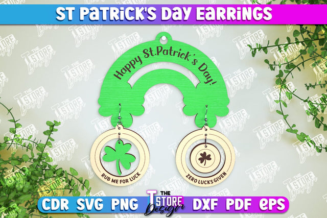 St Patrick's Day Earrings | Shamrock | St Patrick's Signs | Accessories | CNC File SVG The T Store Design 