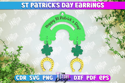 St Patrick's Day Earrings | Shamrock | St Patrick's Signs | Accessories | CNC File SVG The T Store Design 