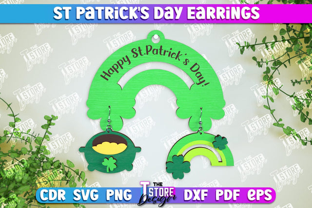 St Patrick's Day Earrings | Shamrock | St Patrick's Signs | Accessories | CNC File SVG The T Store Design 