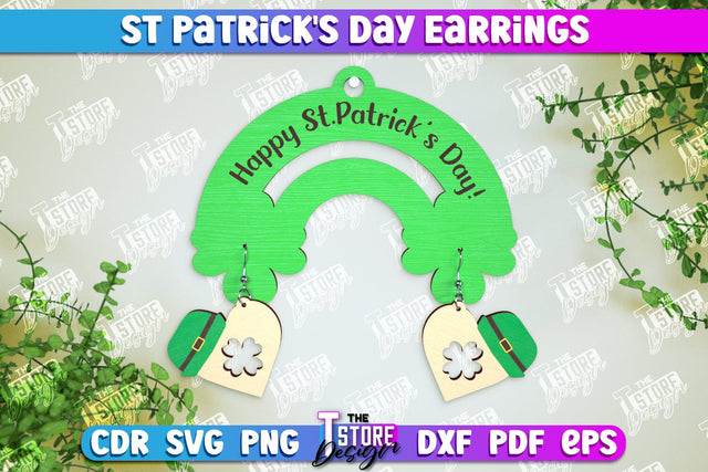 St Patrick's Day Earrings | Shamrock | St Patrick's Signs | Accessories | CNC File SVG The T Store Design 