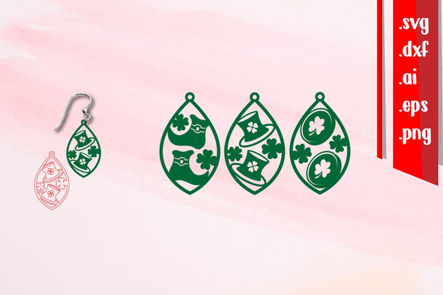 St Patrick's Day Earrings SVG zafrans studio 