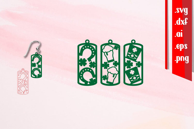 St Patrick's Day Earrings SVG zafrans studio 