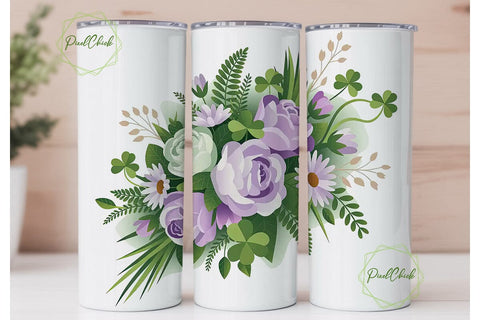 St. Patrick's Day Floral 20oz Tumbler Sublimation PixelChick 