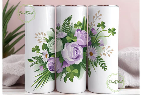 St. Patrick's Day Floral 20oz Tumbler Sublimation PixelChick 