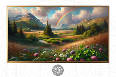 St Patrick's Day Frame TV art, clover field frame tv art Digital Pattern Artisan Craft SVG 