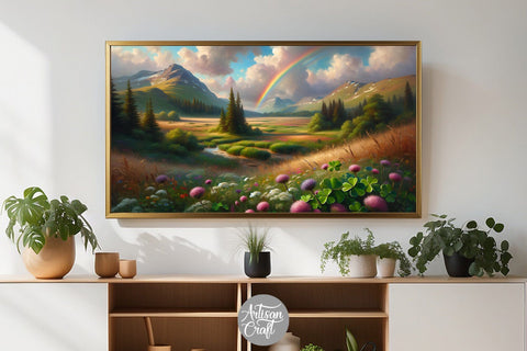 St Patrick's Day Frame TV art, clover field frame tv art Digital Pattern Artisan Craft SVG 