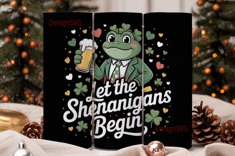 St. Patrick's Day Frog 20oz Tumbler Wrap Sublimation DesignSVG 