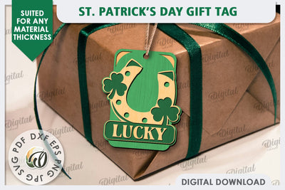 St. Patrick’s Day Gift Tag Laser Cut. Lucky Charm SVG SVG Evgenyia Guschina 