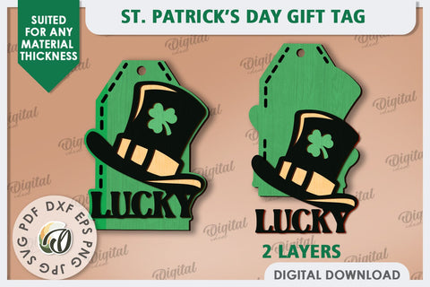St. Patrick’s Day Gift Tag Laser Cut. Lucky Charm SVG SVG Evgenyia Guschina 