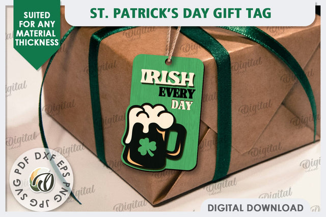 St. Patrick’s Day Gift Tag Laser Cut. Lucky Charm SVG SVG Evgenyia Guschina 
