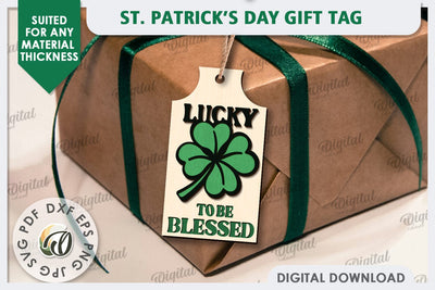 St. Patrick’s Day Gift Tag Laser Cut. Lucky Charm SVG SVG Evgenyia Guschina 