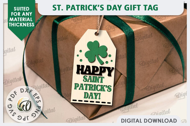 St. Patrick’s Day Gift Tag Laser Cut. Lucky Charm SVG SVG Evgenyia Guschina 