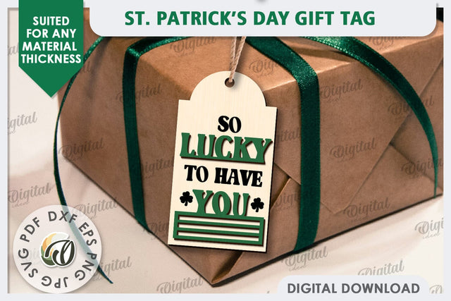 St. Patrick’s Day Gift Tag Laser Cut. Lucky Charm SVG SVG Evgenyia Guschina 