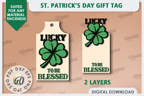 St. Patrick’s Day Gift Tag Laser Cut. Lucky Charm SVG SVG Evgenyia Guschina 