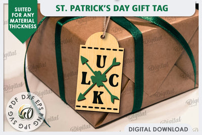 St. Patrick’s Day Gift Tag Laser Cut. Lucky Charm SVG SVG Evgenyia Guschina 