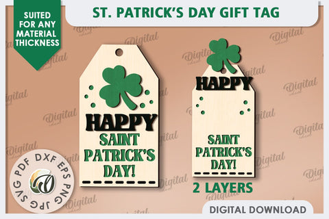 St. Patrick’s Day Gift Tag Laser Cut. Lucky Charm SVG SVG Evgenyia Guschina 