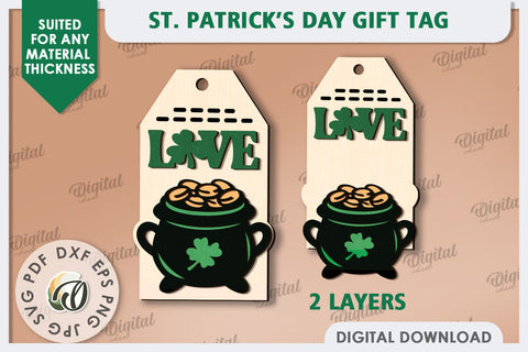 St. Patrick’s Day Gift Tag Laser Cut. Lucky Charm SVG SVG Evgenyia Guschina 