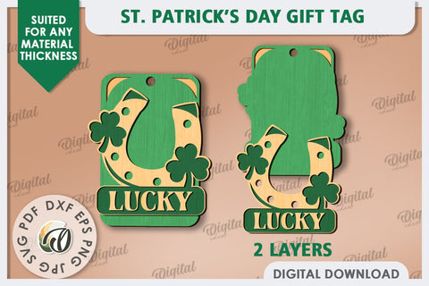 St. Patrick’s Day Gift Tag Laser Cut. Lucky Charm SVG SVG Evgenyia Guschina 