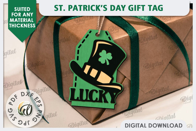 St. Patrick’s Day Gift Tag Laser Cut. Lucky Charm SVG SVG Evgenyia Guschina 