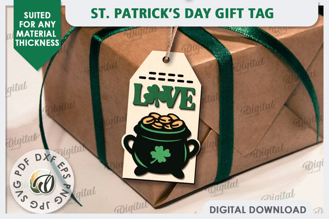 St. Patrick’s Day Gift Tag Laser Cut. Lucky Charm SVG SVG Evgenyia Guschina 
