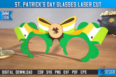 St. Patrick's Day Glasses Bundle | Patrick's Day Accessories | Irish Glasses Green | CNC Files SVG Fly Design 