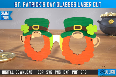 St. Patrick's Day Glasses Bundle | Patrick's Day Accessories | Irish Glasses Green | CNC Files SVG Fly Design 