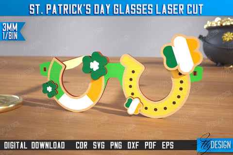 St. Patrick's Day Glasses Bundle | Patrick's Day Accessories | Irish Glasses Green | CNC Files SVG Fly Design 