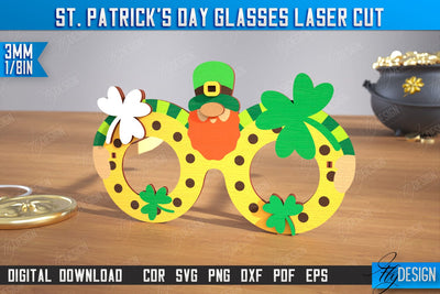 St. Patrick's Day Glasses | Patrick's Day Accessories | Irish Glasses Green | CNC File SVG Fly Design 