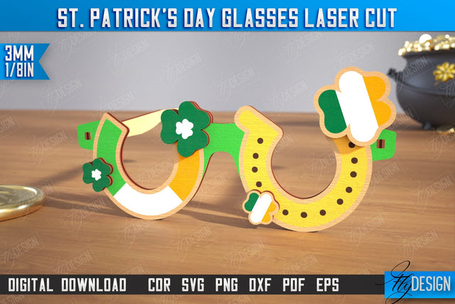 St. Patrick's Day Glasses | Patrick's Day Accessories | Irish Glasses Green | CNC File SVG Fly Design 