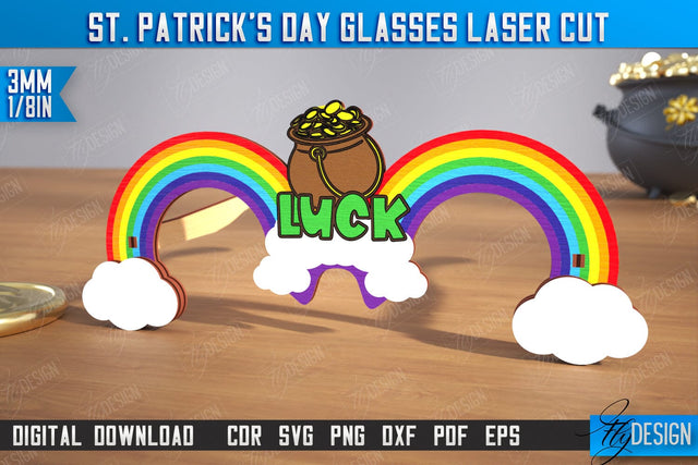 St. Patrick's Day Glasses | Patrick's Day Accessories | Irish Glasses Green | CNC File SVG Fly Design 