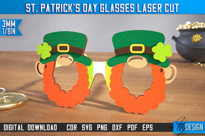 St. Patrick's Day Glasses | Patrick's Day Accessories | Irish Glasses Green | CNC File SVG Fly Design 