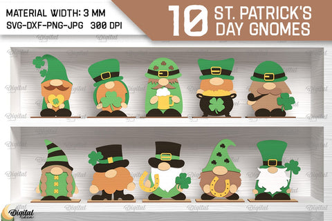 St. Patrick's Day Gnome SVG Bundle. Stand Gnome Laser Cut SVG Evgenyia Guschina 